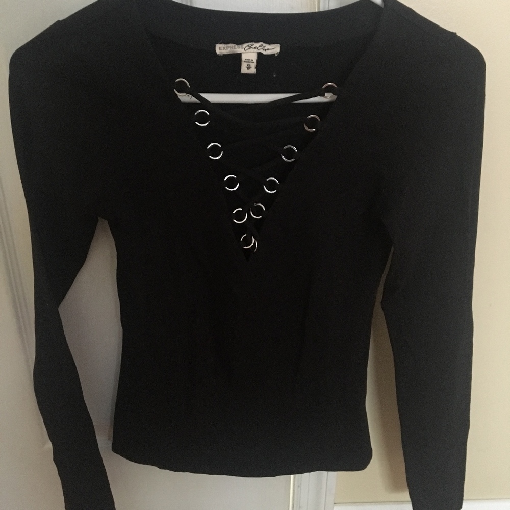 EXPRESS Long Sleeve Top- Black